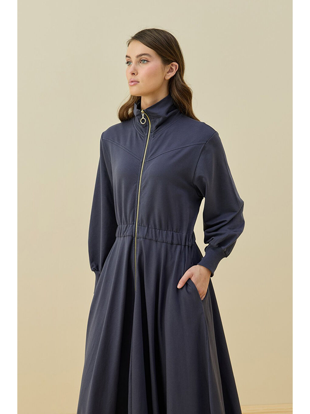 Penye Kolej Elbise 1796 İndigo-1