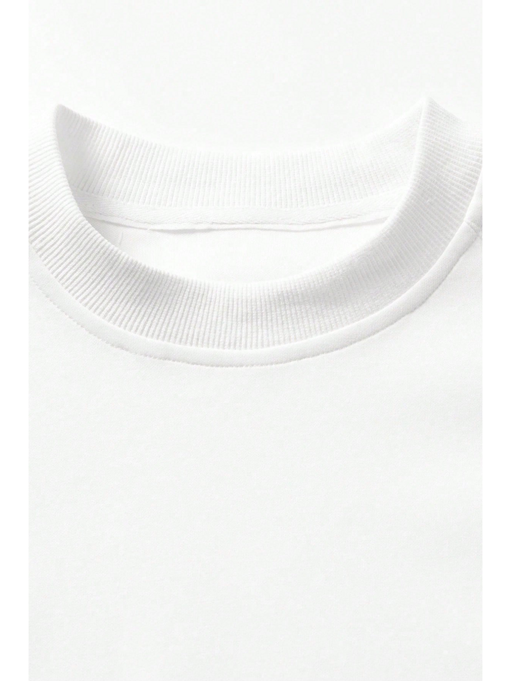 Beyaz Erkek Tişört Basic Bisiklet Yaka Tişört Rahat Kesim Dökümlü Günlük Spor Tshirt-3