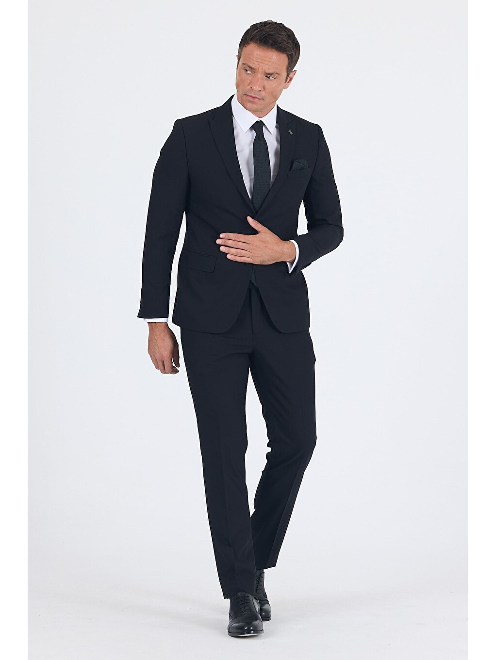 Siyah Kılıç Yaka Esnek 6 Drop Slim Fit Basic Takım Elbise 1001255011
