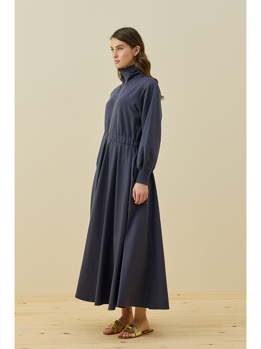 Penye Kolej Elbise 1796 İndigo-4