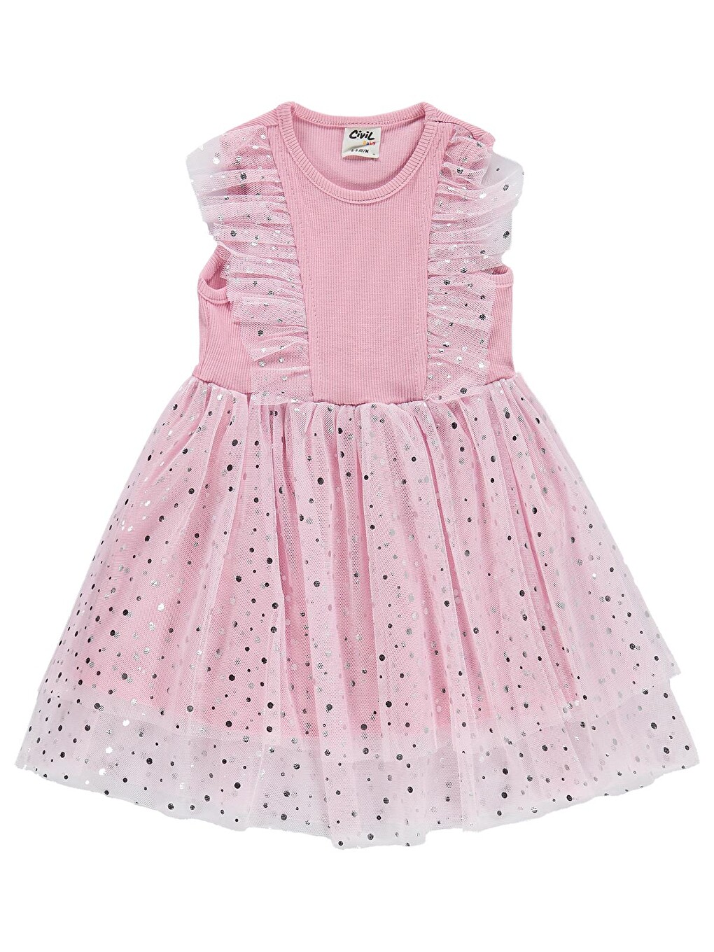 Baby Puanlı Tül 6-18 Ay Elbise - Pembe