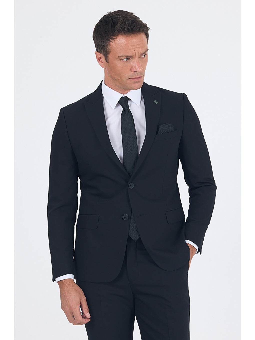 Siyah Kılıç Yaka Esnek 6 Drop Slim Fit Basic Takım Elbise 1001255011-1