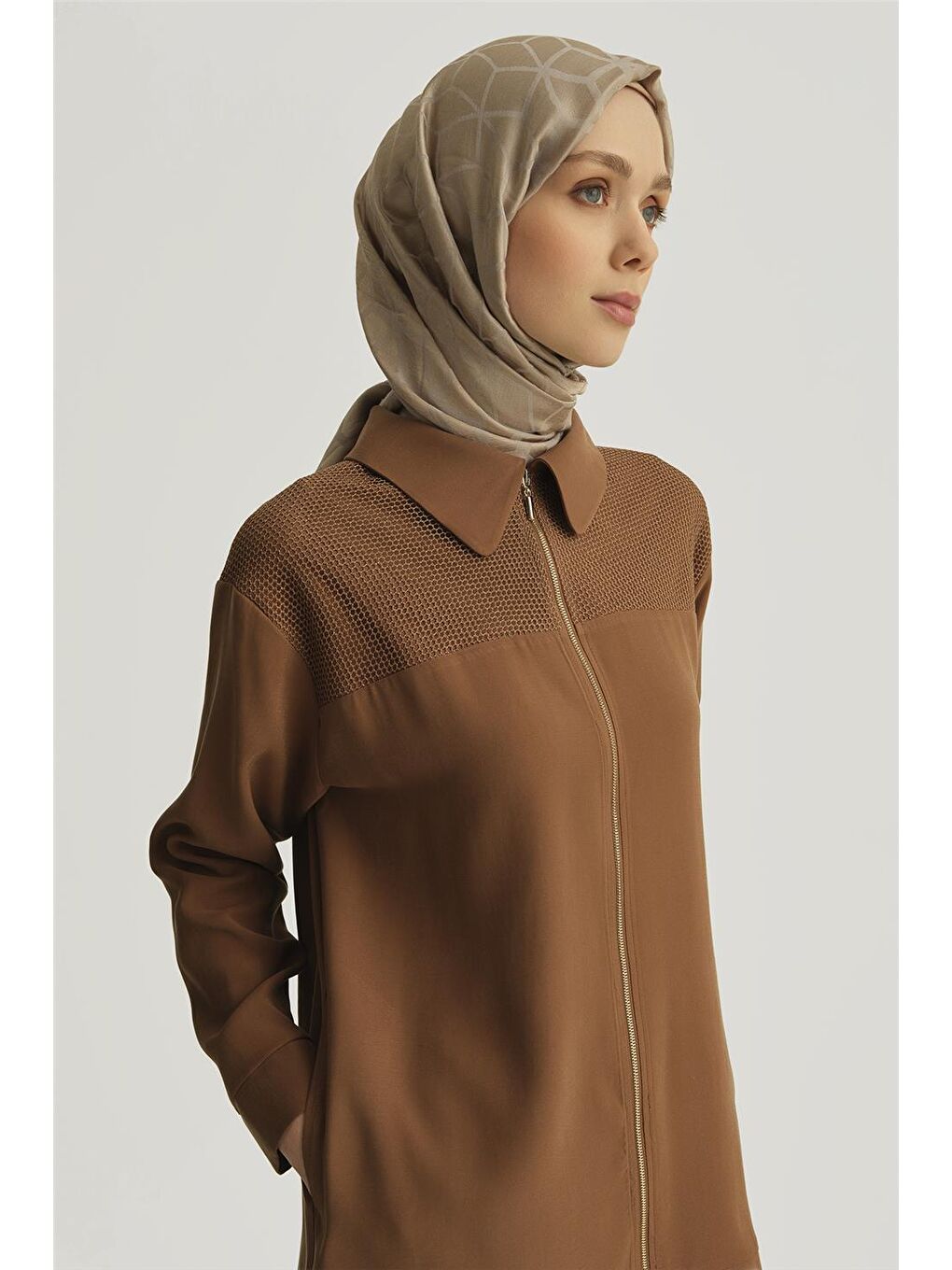 ARMİNE File Detaylı Tunik 25Yd4228-1 Kahverengi