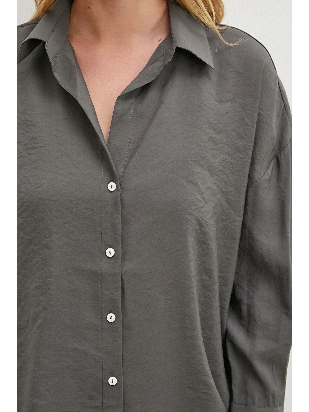 Basic Modal Gömlek Gri-1