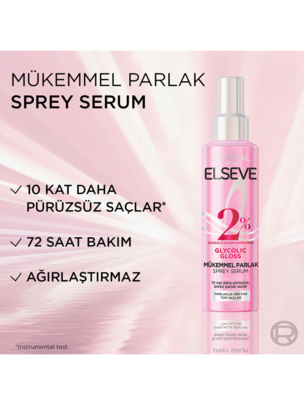 Elseve Glycolic Gloss Mükemmel Parlaklık Veren Saç Bakım Sprey Serumu 150ml-3