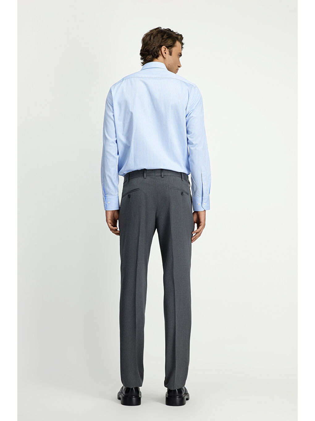 Gri Regular Fit Klasik Kumaş Pantolon-3