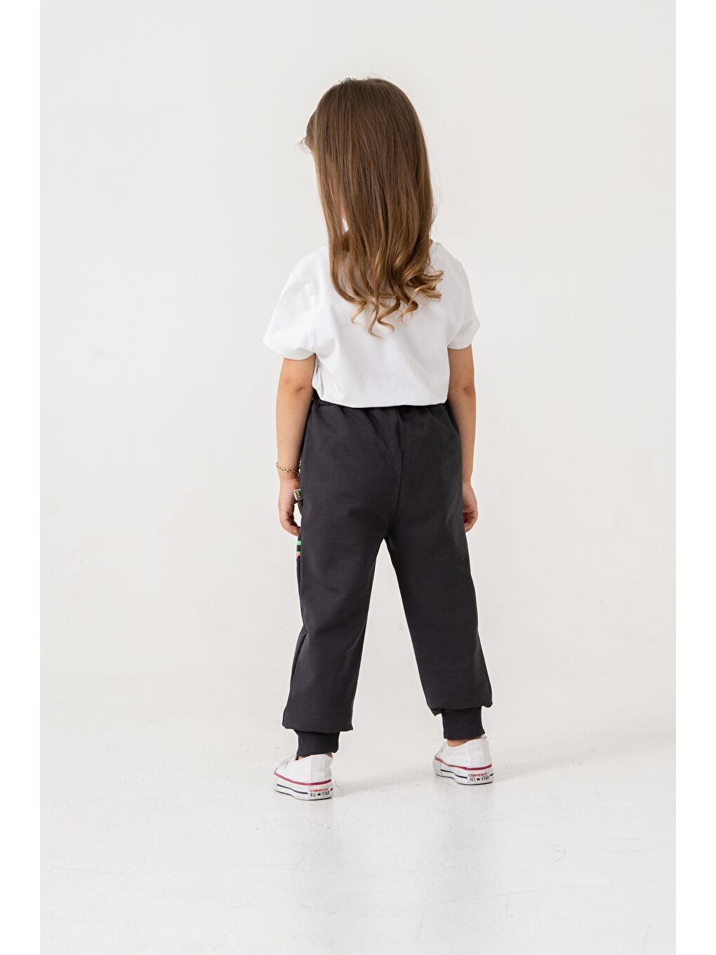 Gri Tüm Alan Baskılı Kız Çocuk Eşofman Altı-3