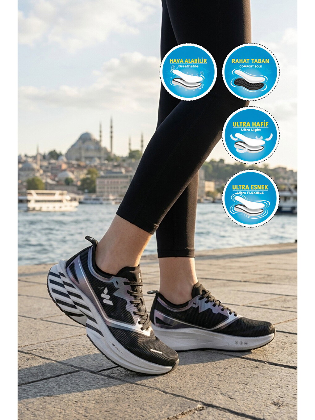 Siyah-gümüş Hafif Esnek Unisex Koşu Yürüyüş Ve Spor Ayakkabı Space G-3