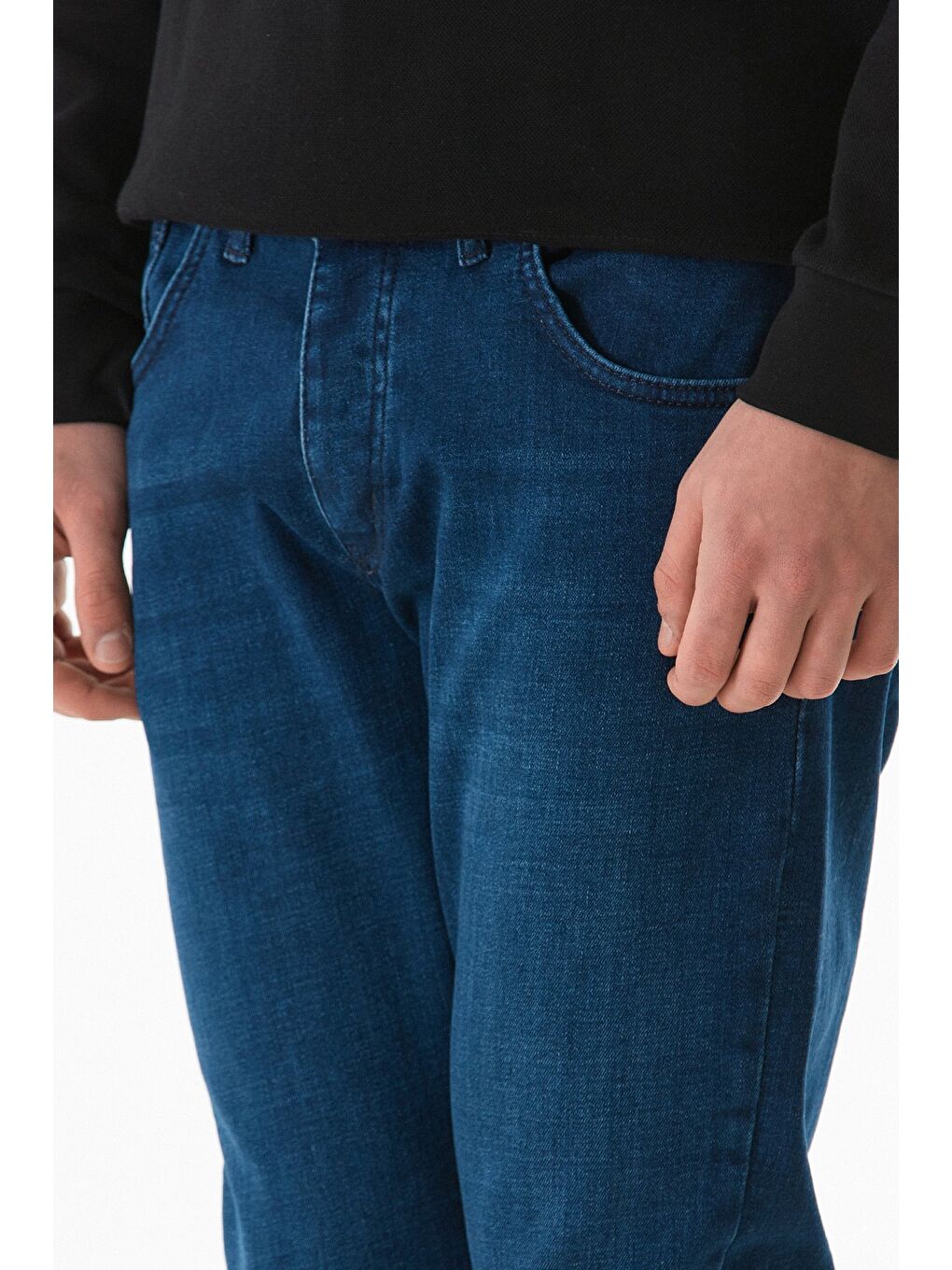 Fullamoda Mavi Fermuarlı Straight Jean Pantolon - 4