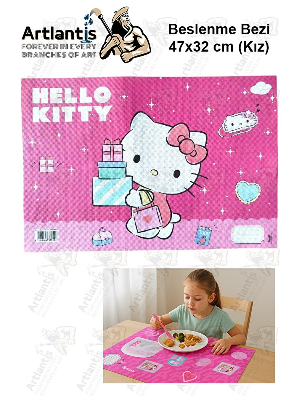 Beslenme Bezi Kız Modeli Yıkanabilir 32x47 Cm 1 Adet Beslenme Örtüsü Okul Öncesi Kreş Anasınıfı İlko