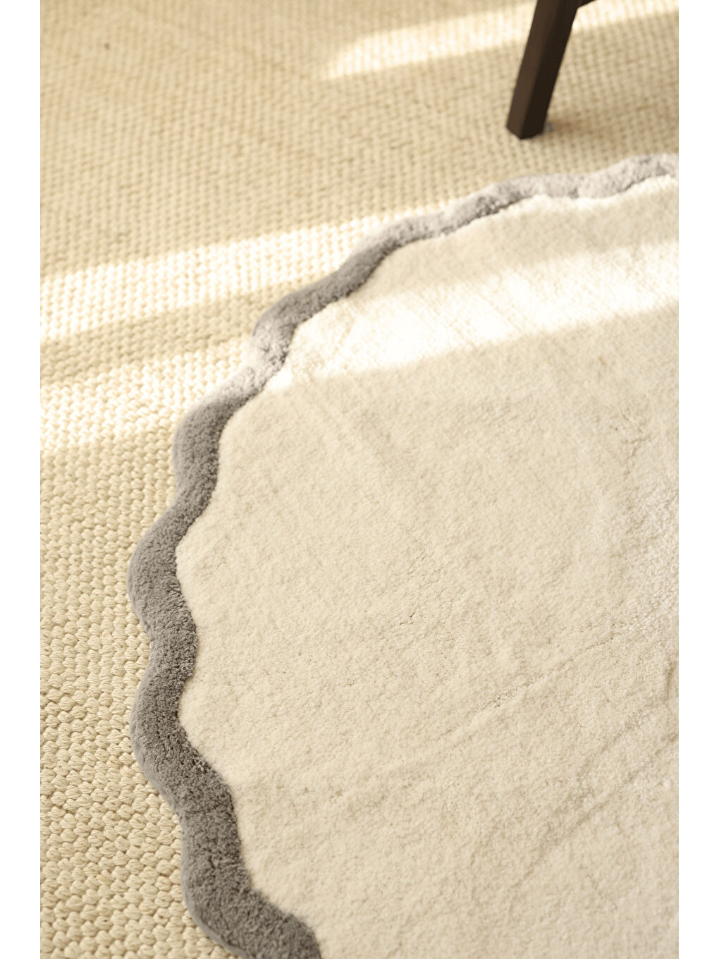 Scallop Yuvarlak Banyo Paspası Bambu 90x90 Gri-6