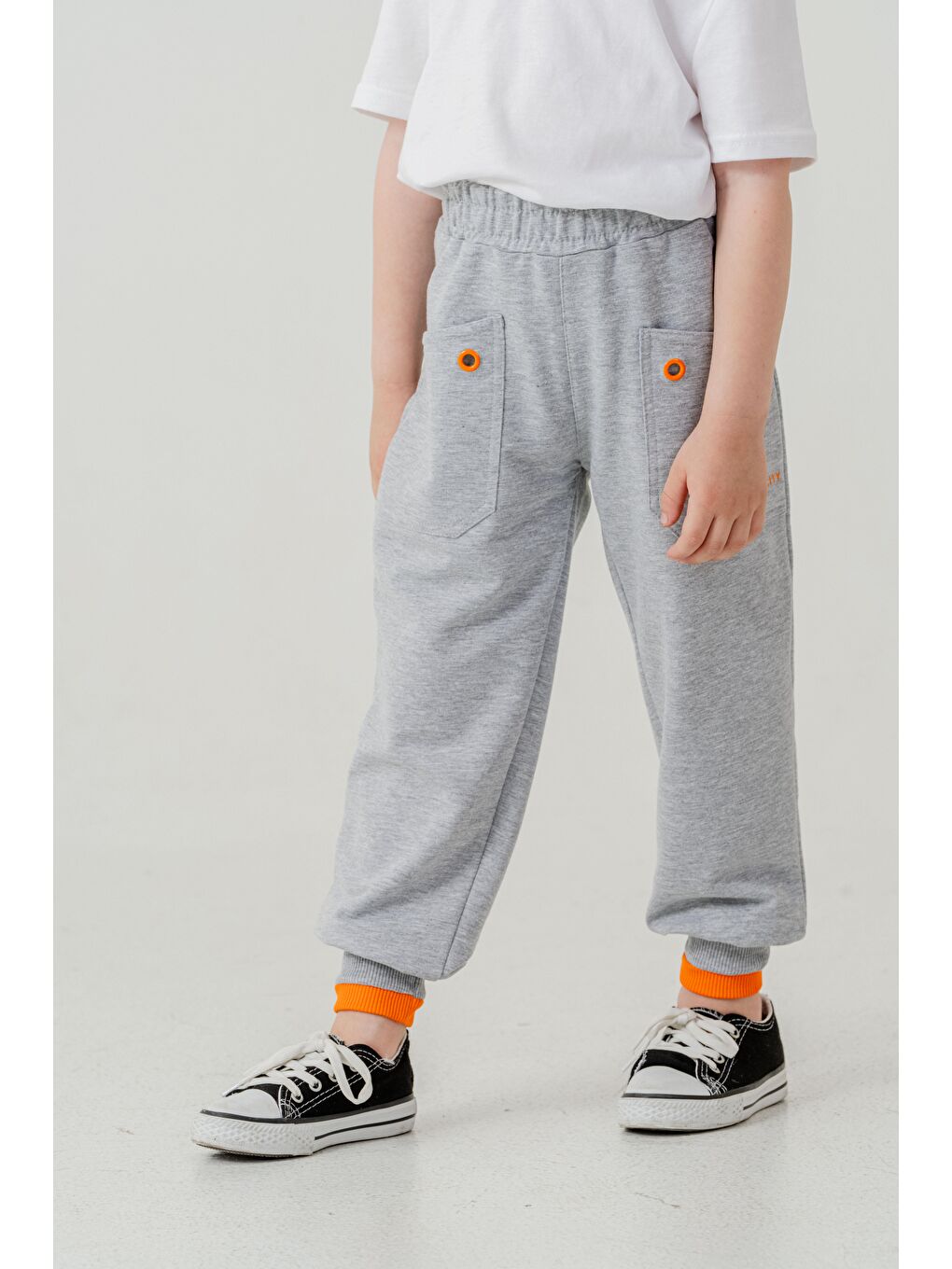 Gri New York City Skaters Baskılı Cepler Kuş Gözlü Erkek Çocuk Eşofman Altı-1