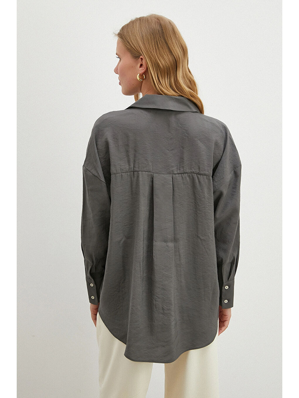 Basic Modal Gömlek Gri-5