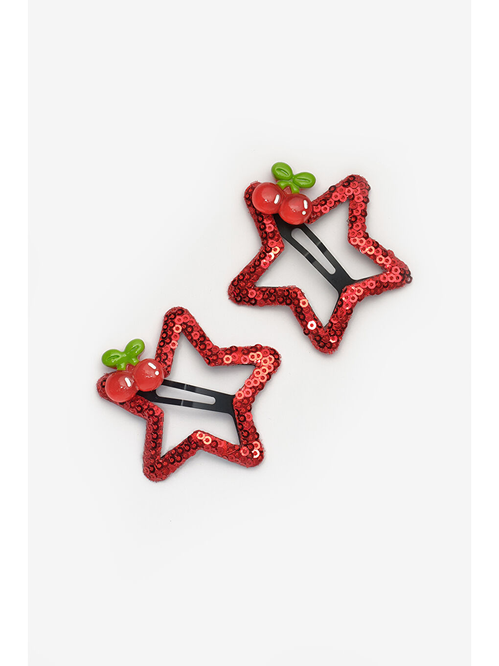 Kırmızı Kiraz Detaylı Yıldız Figür Kız Çocuk Klips Toka-1