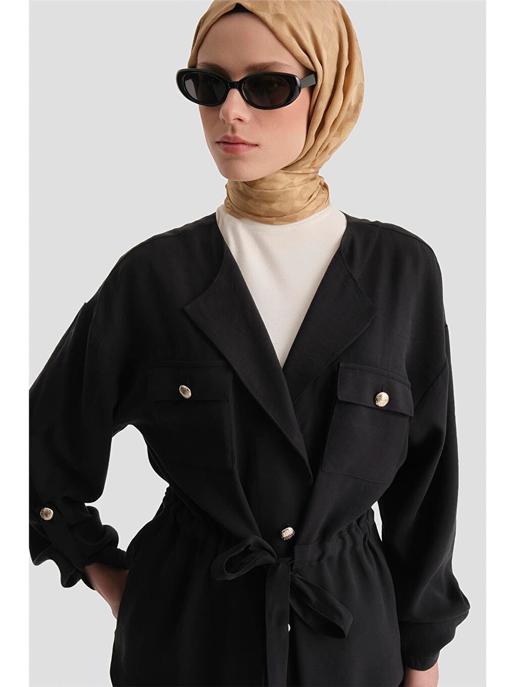 Beli Büzgülü Kupra Takım Siyah-2