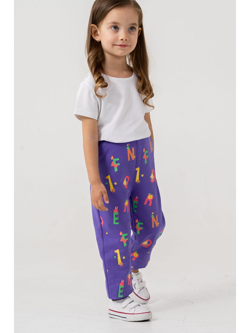 Mavi Tüm Alan Baskılı Kız Çocuk Eşofman Altı-1