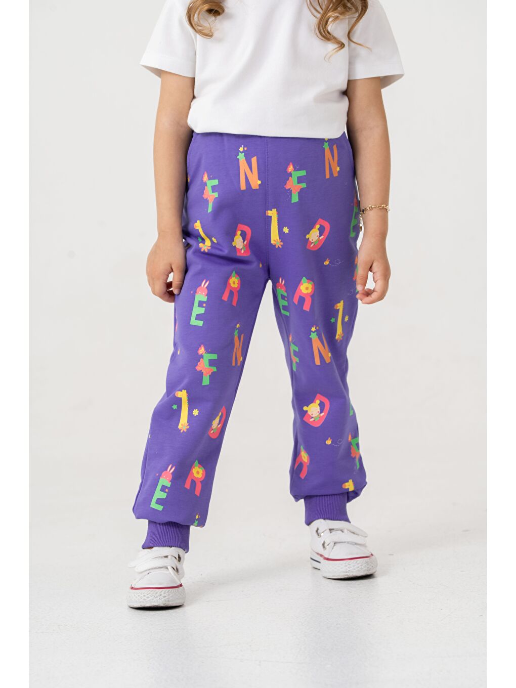 Mavi Tüm Alan Baskılı Kız Çocuk Eşofman Altı-2