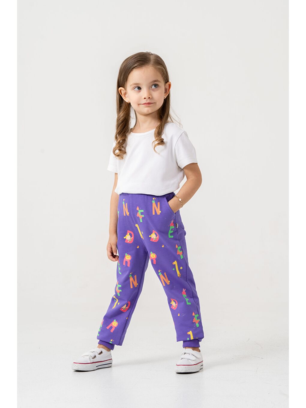 Mavi Tüm Alan Baskılı Kız Çocuk Eşofman Altı-3