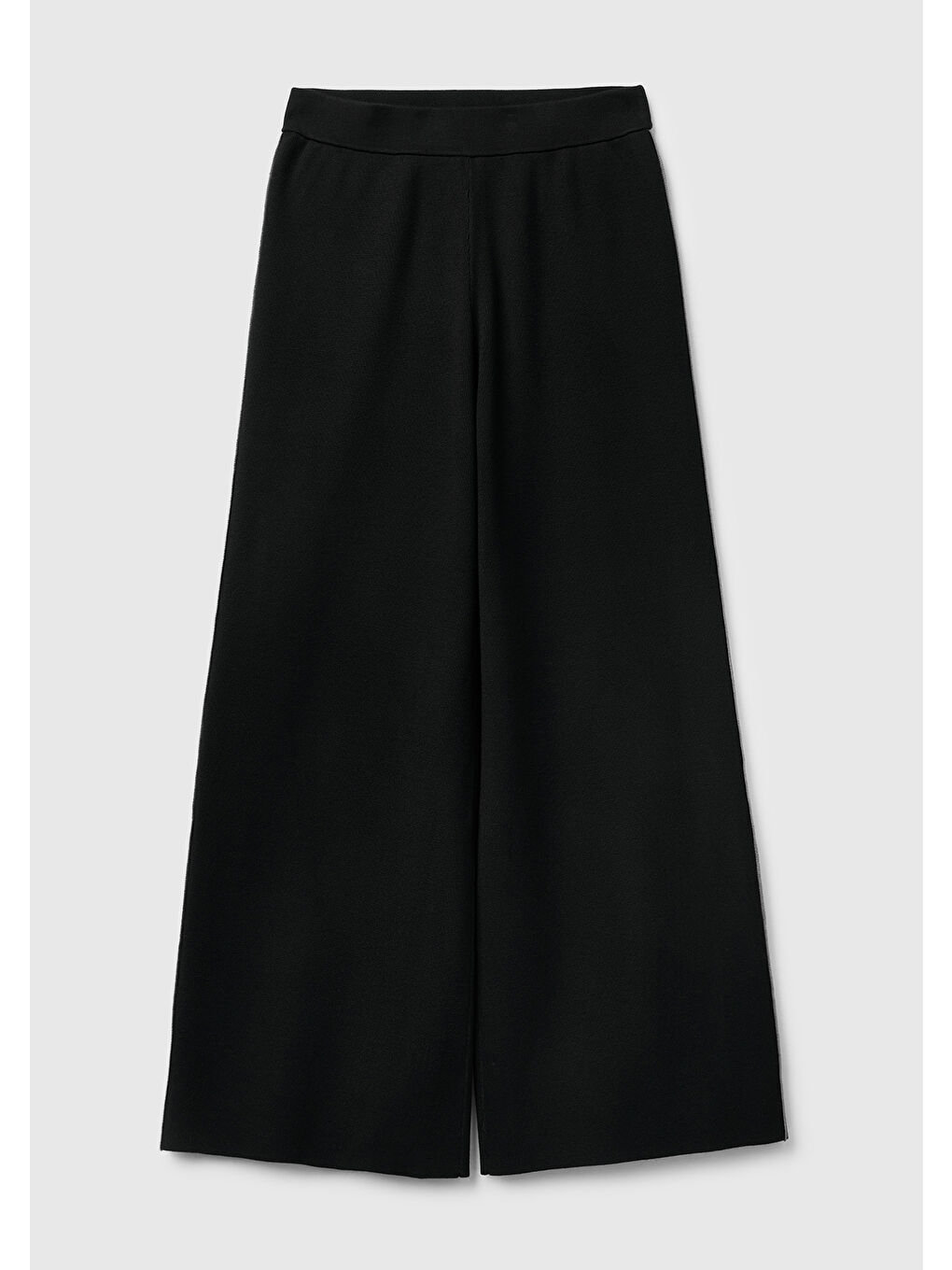 Kadın Siyah Viskoz Karışımlı Beli Lastikli Geniş Paça Pantolon-1