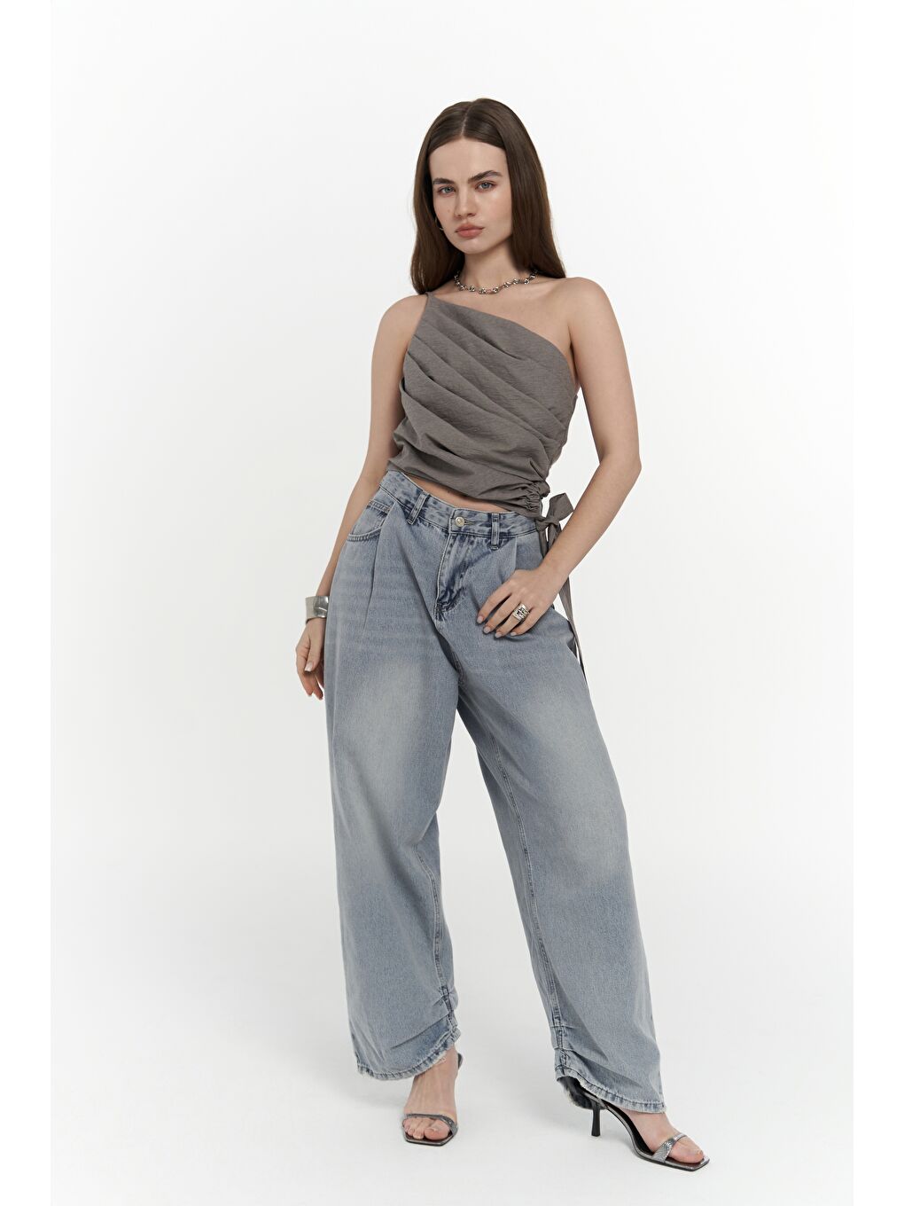 Calista Bağlamalı Gri Crop-2