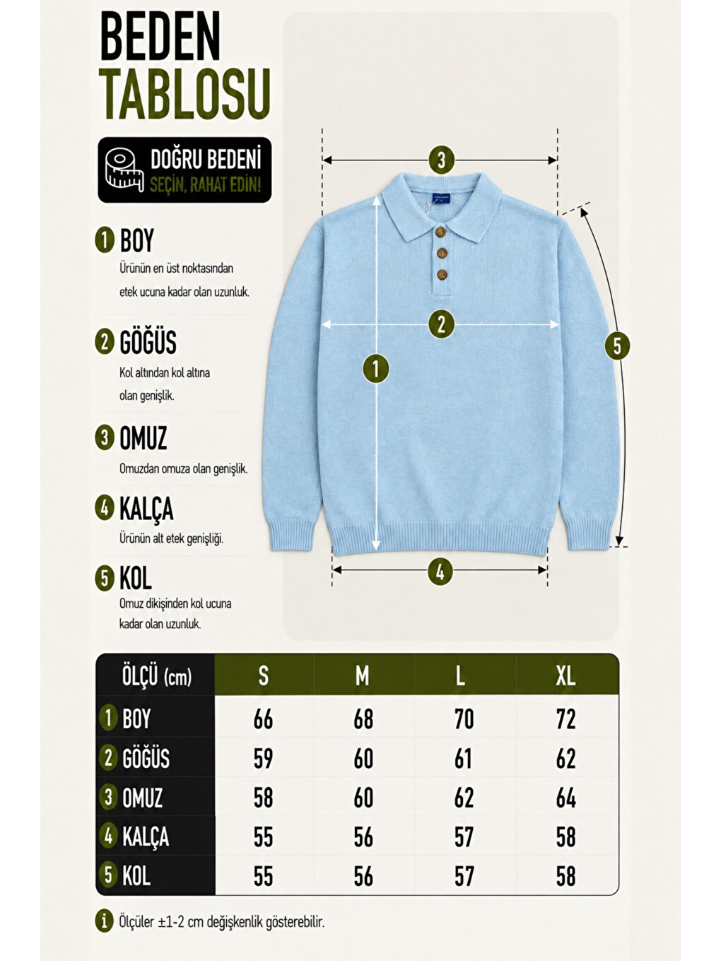 Mavi Oversize Düğmeli Yaka Örgü Kazak Dp 17501_10063-6