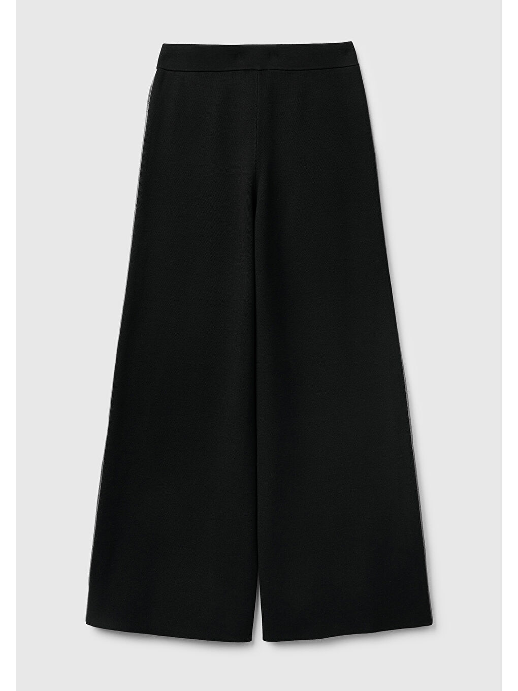 Kadın Siyah Viskoz Karışımlı Beli Lastikli Geniş Paça Pantolon-3