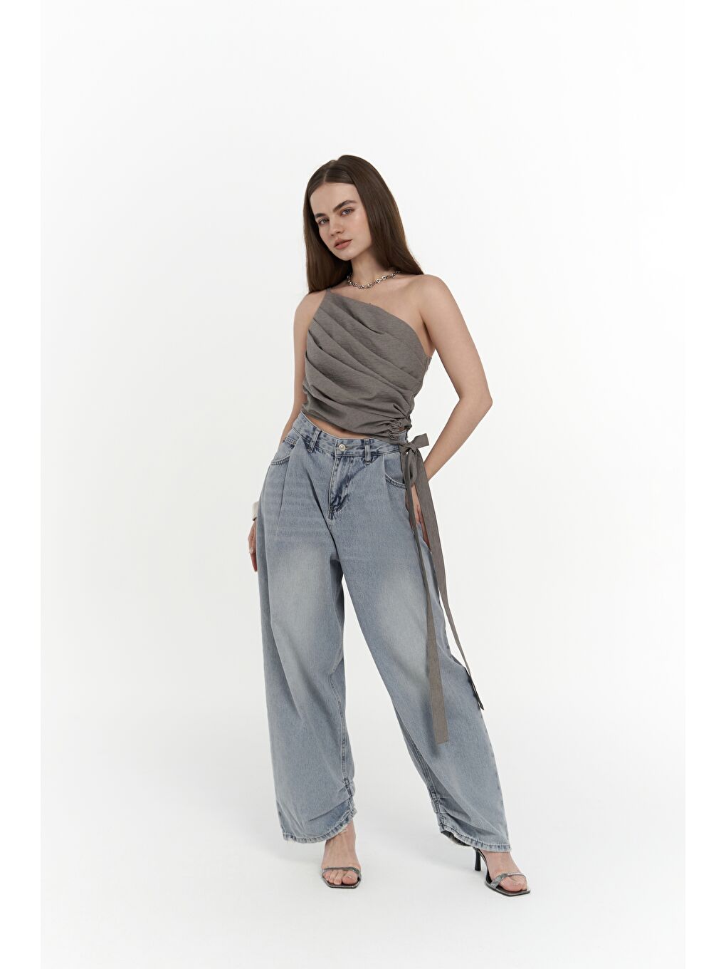 Calista Bağlamalı Gri Crop-3