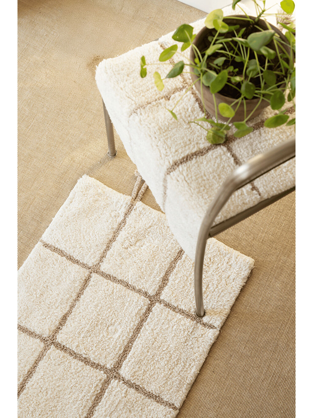 Elani Tekli Banyo Paspası %100 Pamuk 50x80 cm Bej-1