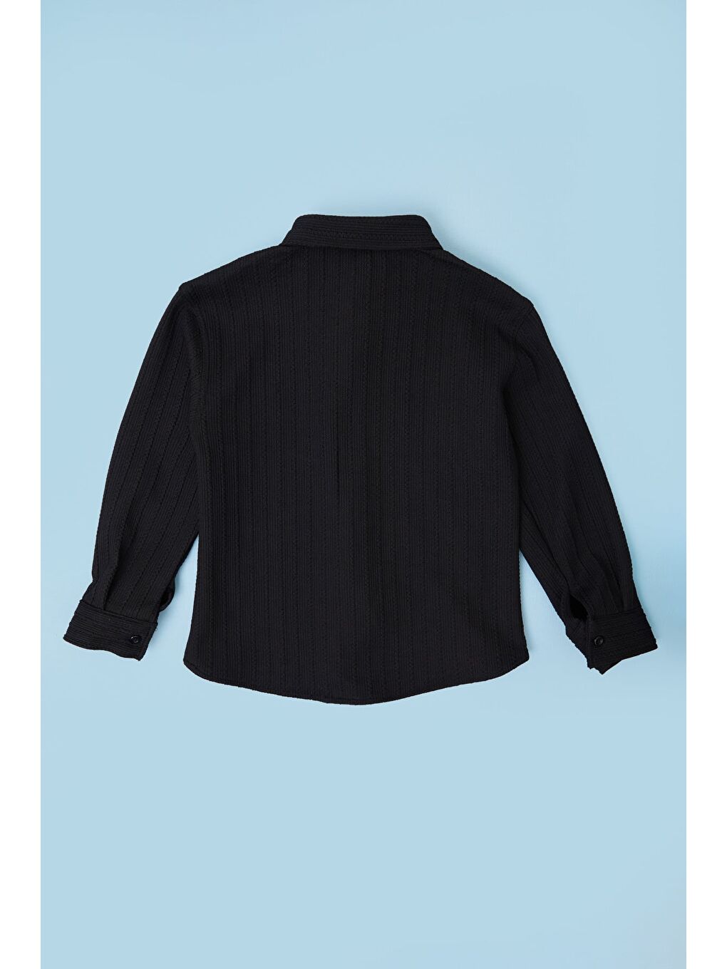 Siyah Jakarlı Düğmeli Erkek Çocuk Gömlek-2