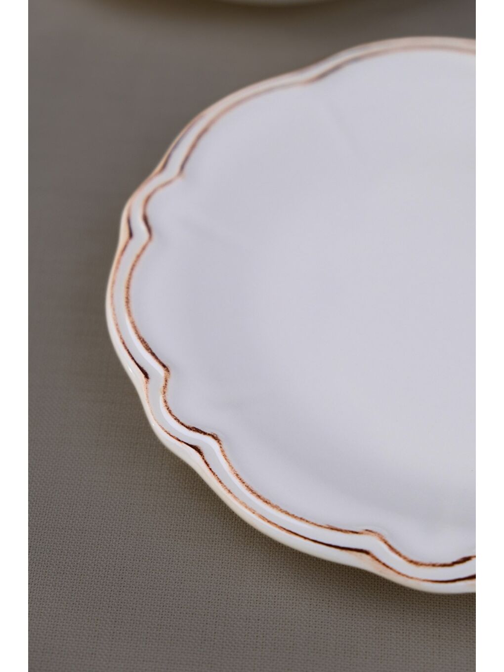 Beyaz Porselen Antik Stoneware Pasta Tabağı 20,50cm 6 Kişilik 6 Parça-3