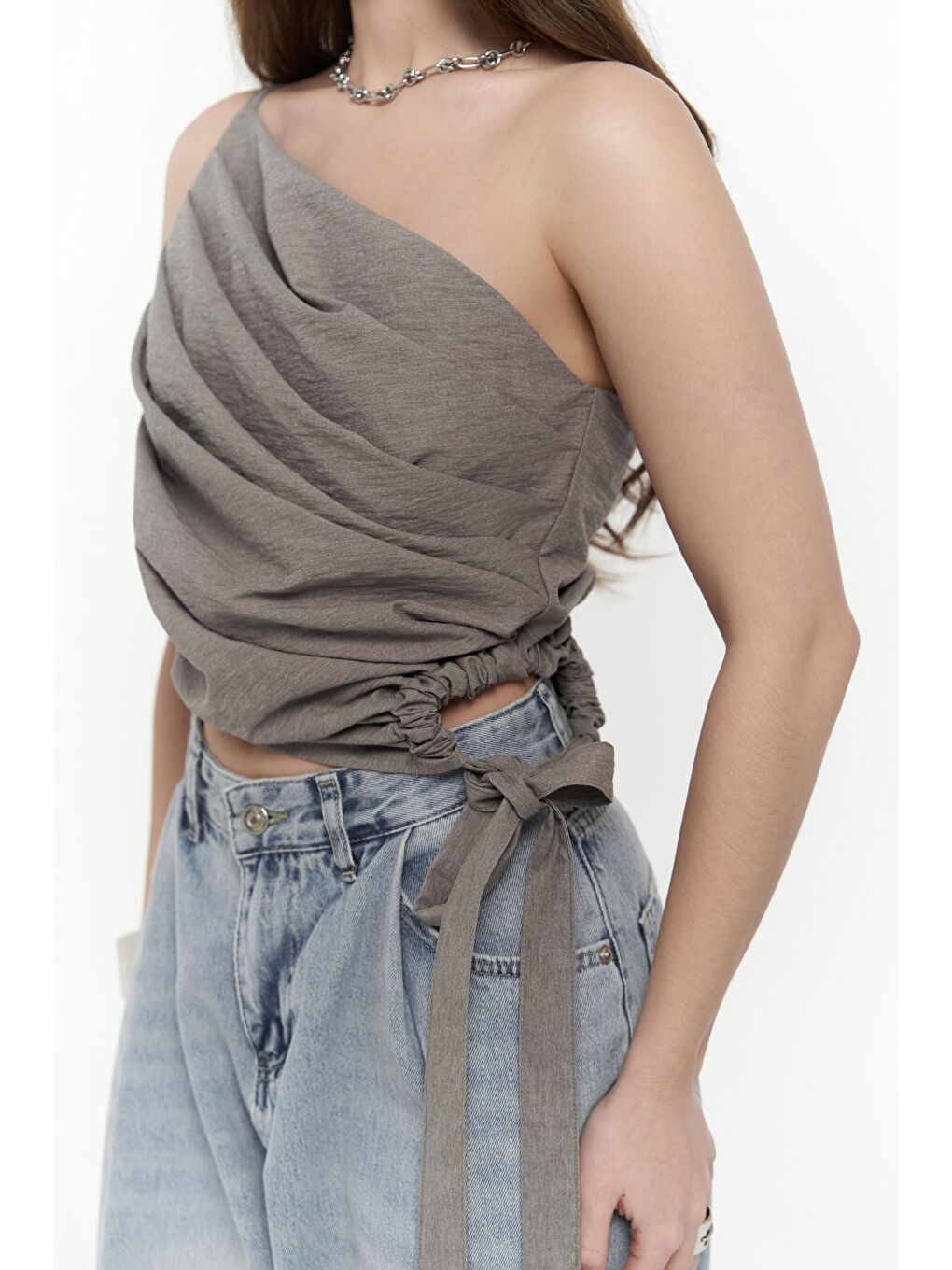 Calista Bağlamalı Gri Crop-6