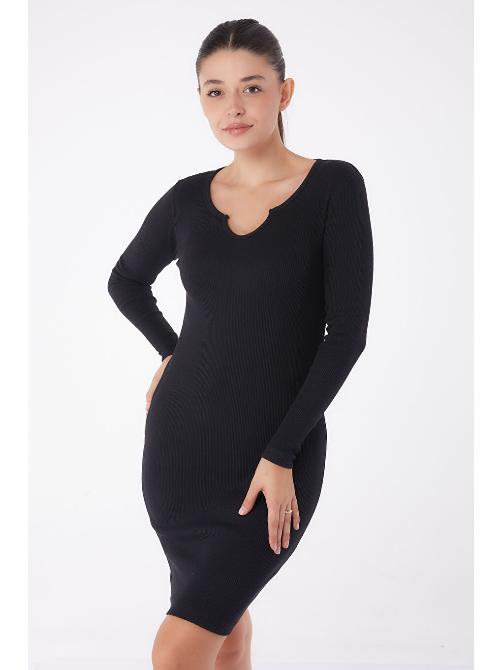 Midi Elbise Siyah - 26122