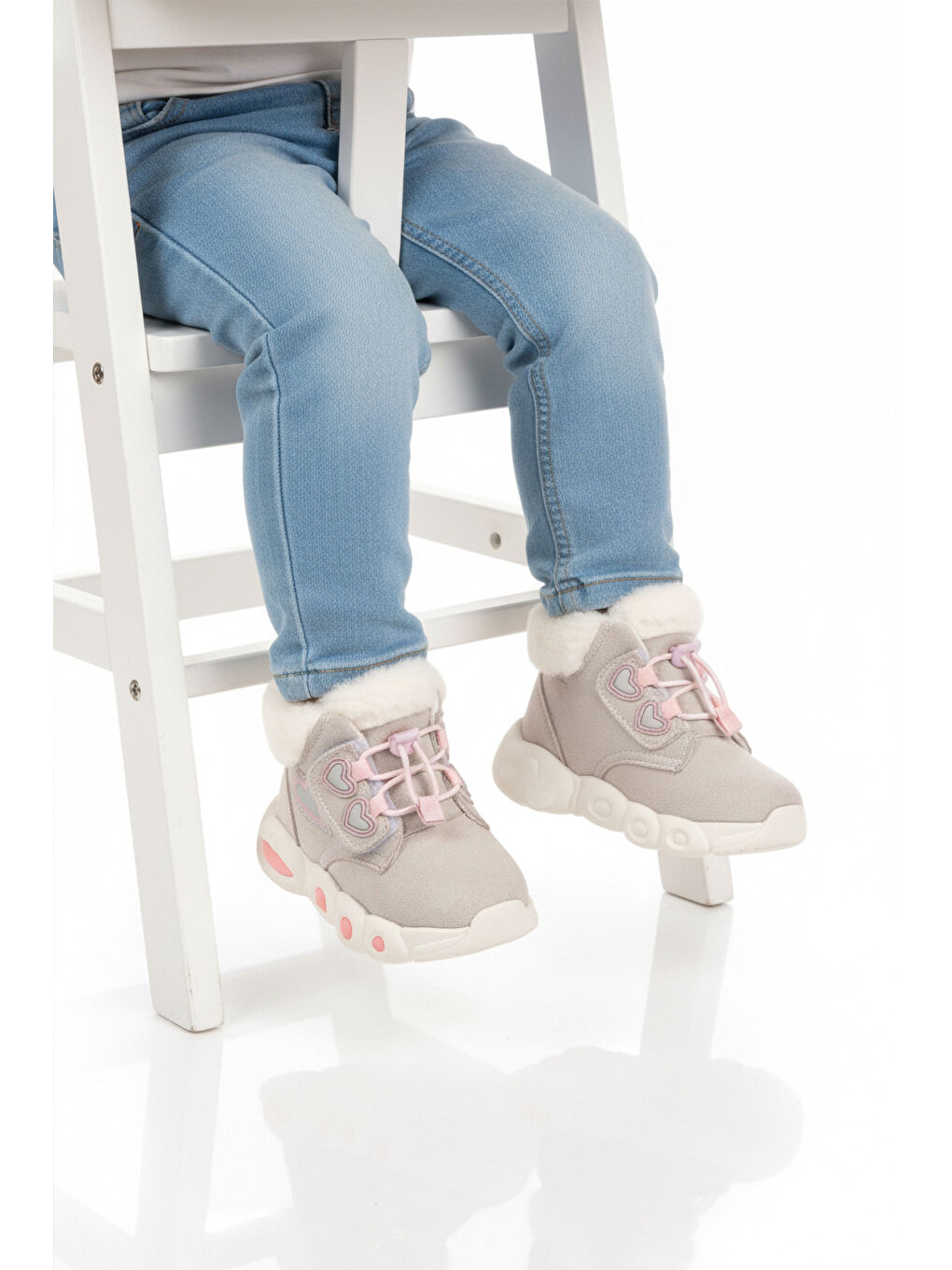 Pembe Buz Kilit Bağcıklı Hafif Desenli Kız Çocuk Bot Lici B-2