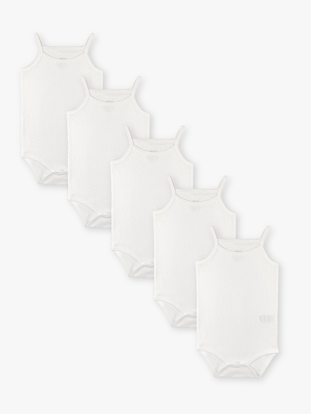 Ekru Kare Yaka Pamuklu İp Askılı Kız Bebek Jakarlı Çıtçıtlı Body 5'li (Yenidoğan - 5 Yaş)