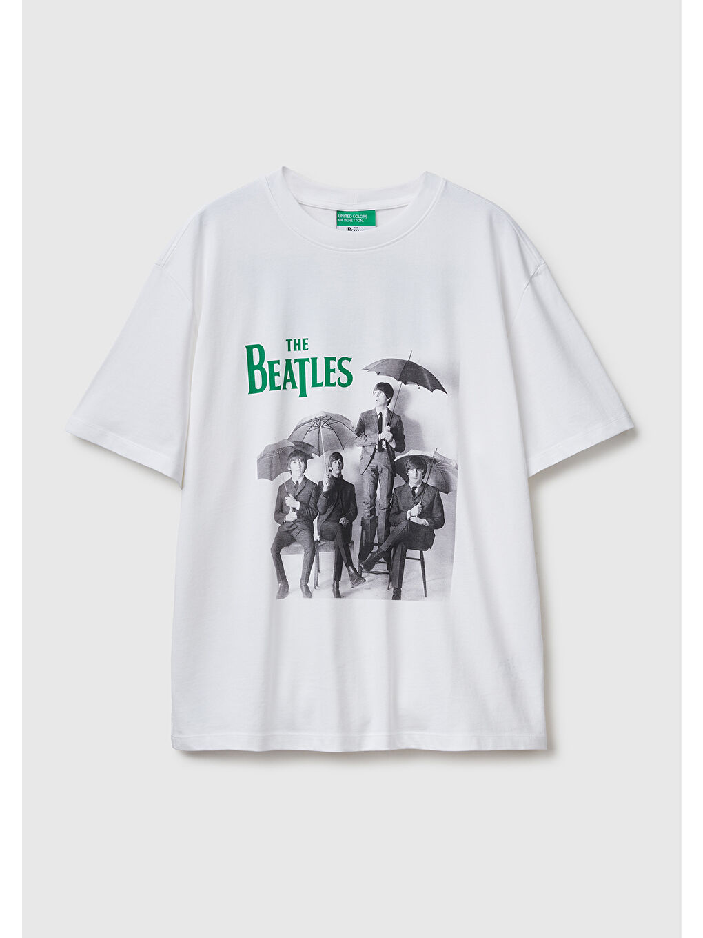 Unisex Beyaz-Siyah %100 Pamuk The Beatles Baskılı T-Shirt-1