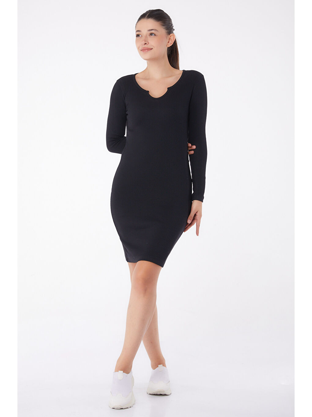 Midi Elbise Siyah - 26122-1