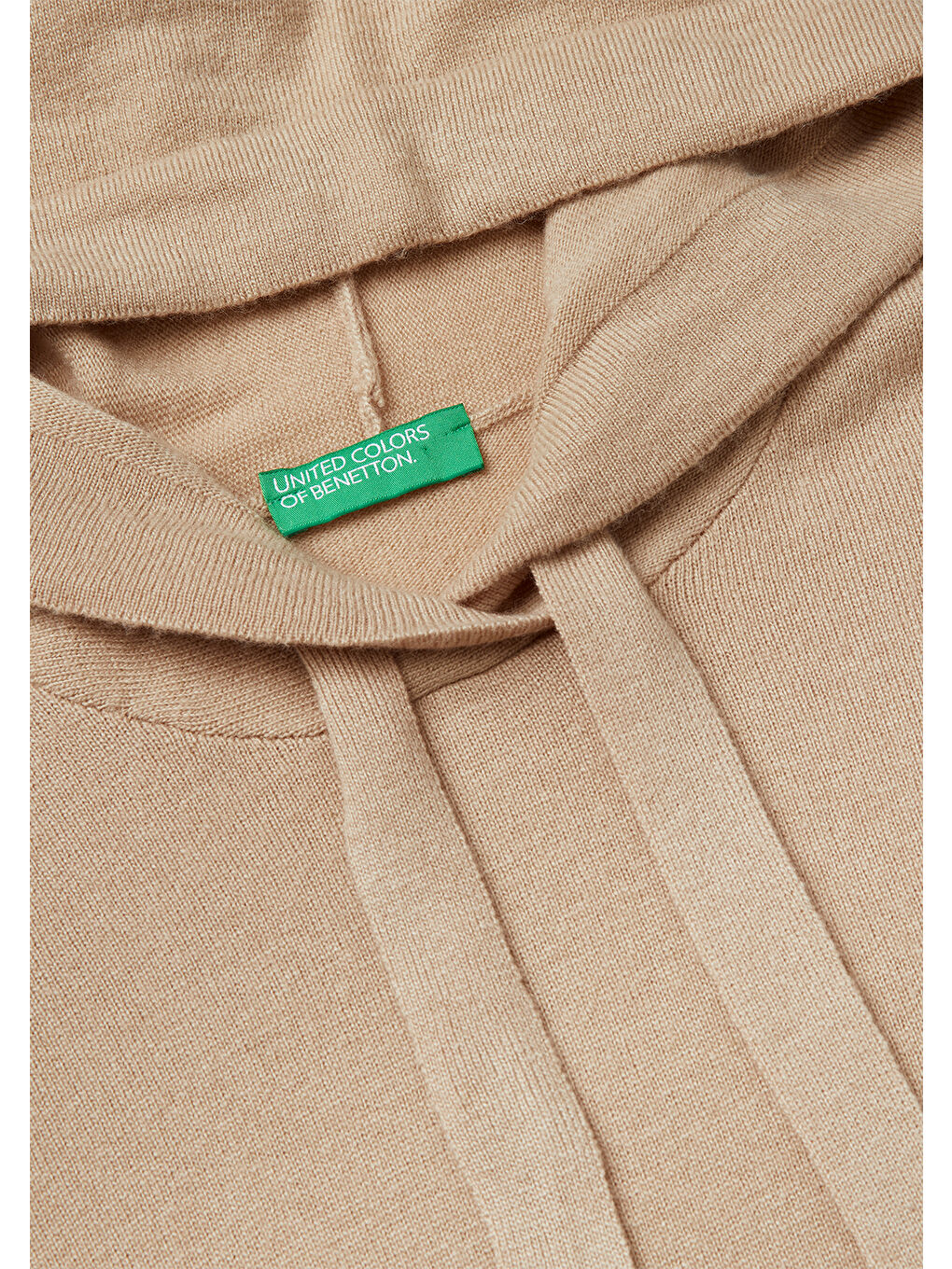 Kadın Bej Yün ve Kaşmir Karışımlı Kapüşonlu Kazak-6