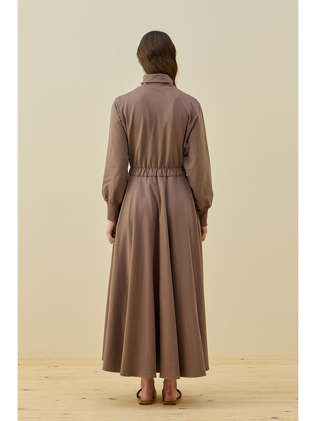 Kahverengi Penye Kolej Elbise 1796 Mocha-2