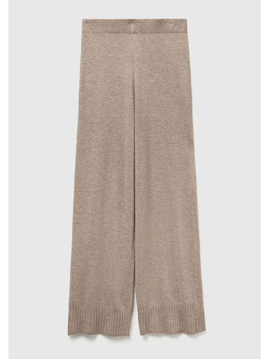 Kahverengi Kadın Taba Yün ve Kaşmir Karışımlı Ribana Detaylı Triko Pantolon-1