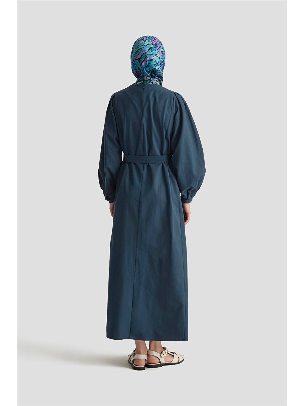 Mavi Pile Detaylı Pamuk Elbise 25Y9024 İndigo-4