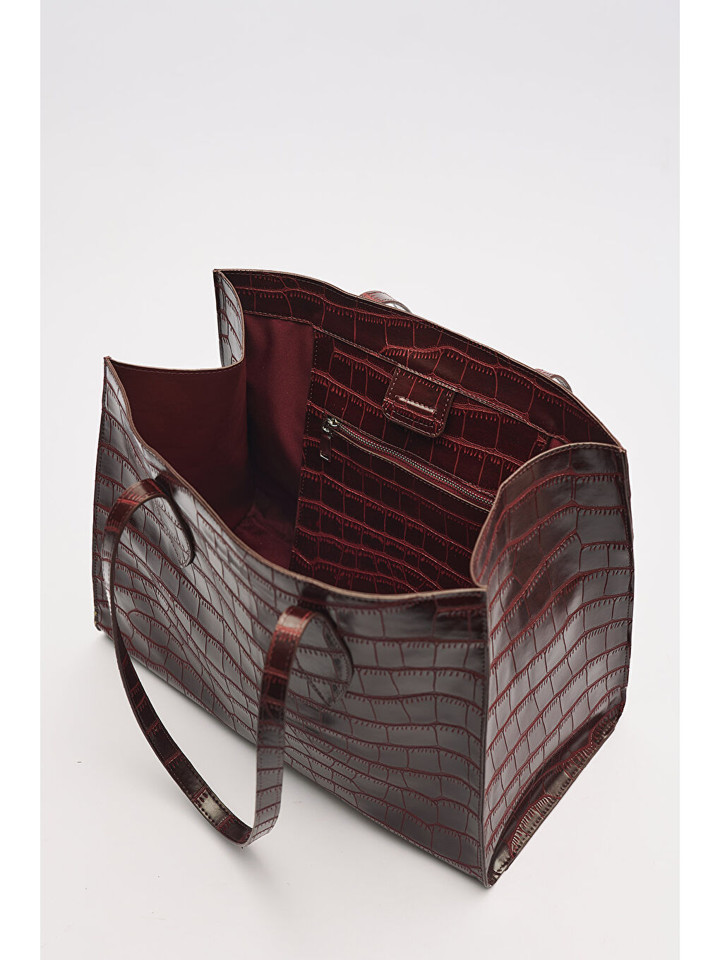 Kabartma Deri Cıty Çanta Bordo-1