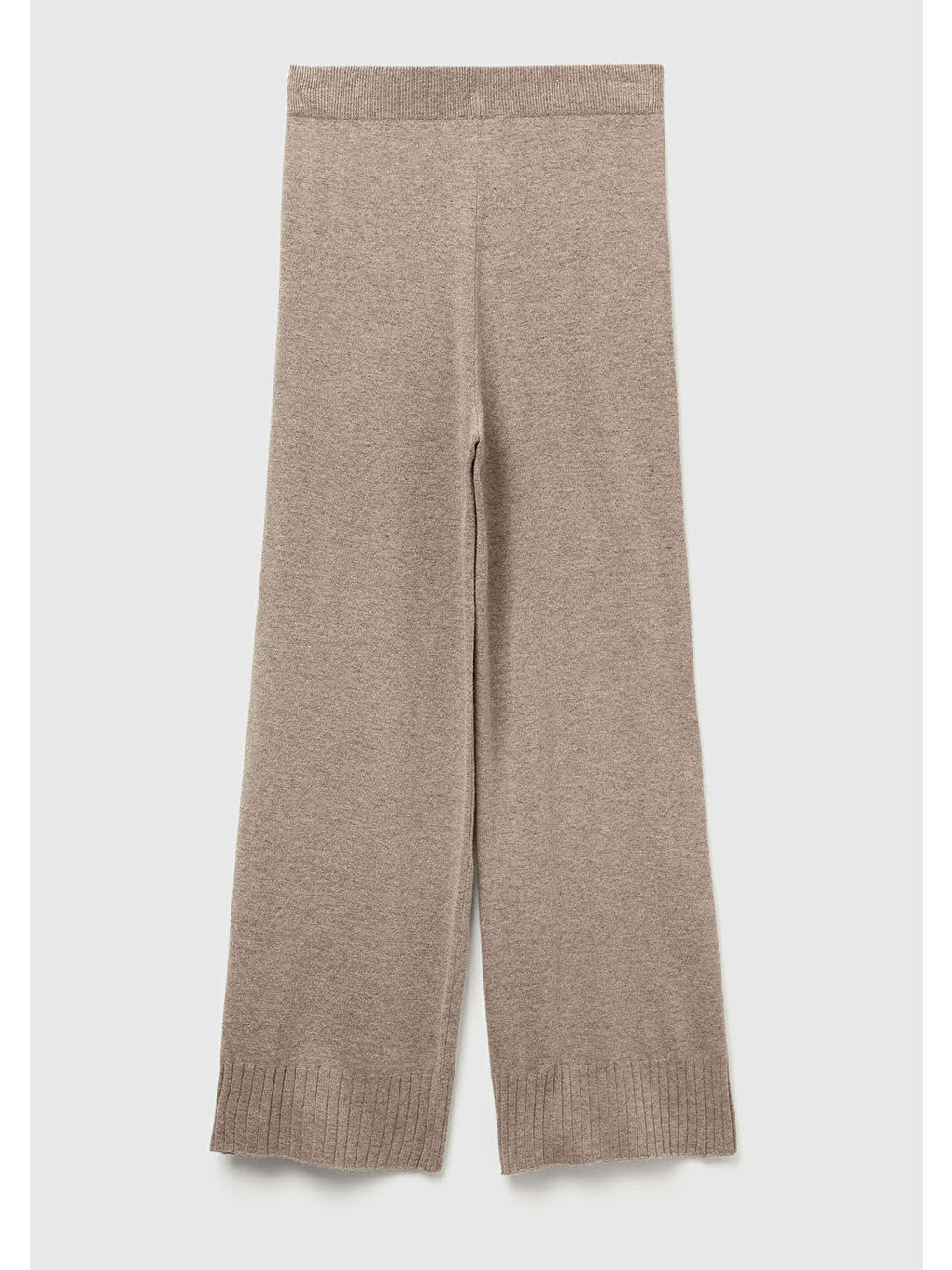 Kahverengi Kadın Taba Yün ve Kaşmir Karışımlı Ribana Detaylı Triko Pantolon-3
