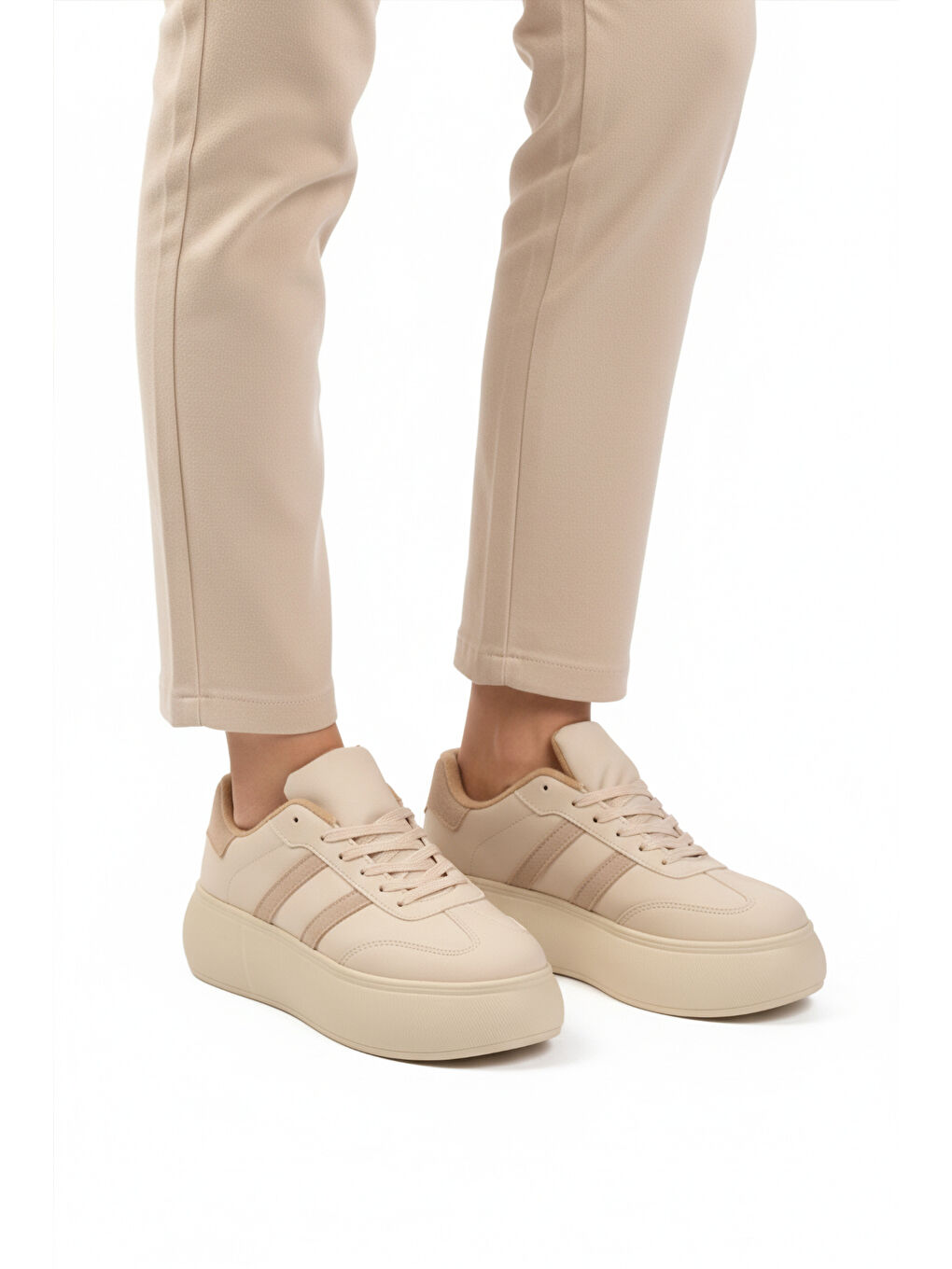 Bej Yüksek Taban Bağcıklı Unisex Sneaker DVS-01 Z