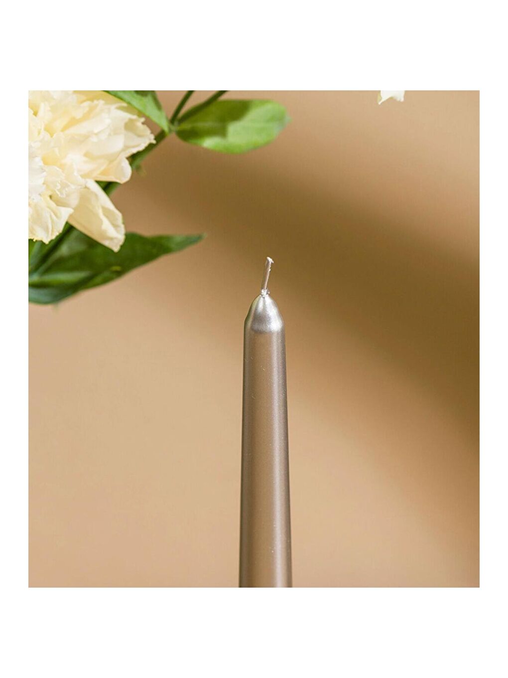 2'li Premium Metalik Gri Şamdan Mumu 25 Cm - Yılbaşı Mumu-1