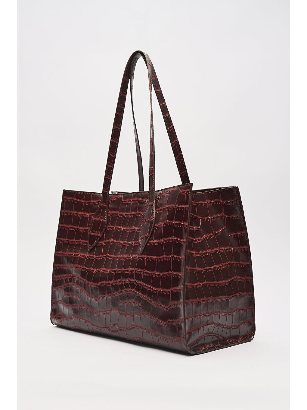 Kabartma Deri Cıty Çanta Bordo-2