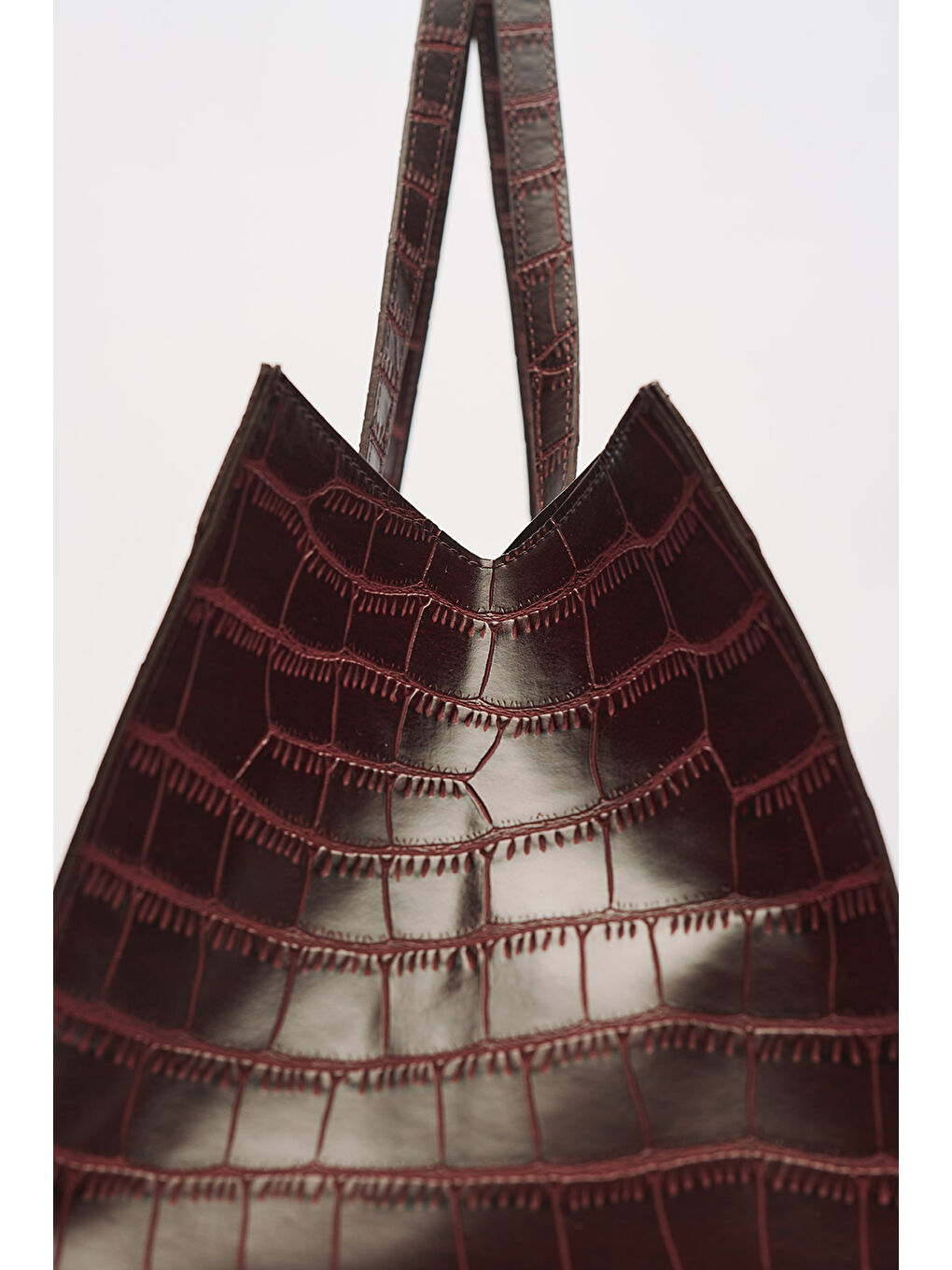 Kabartma Deri Cıty Çanta Bordo-3