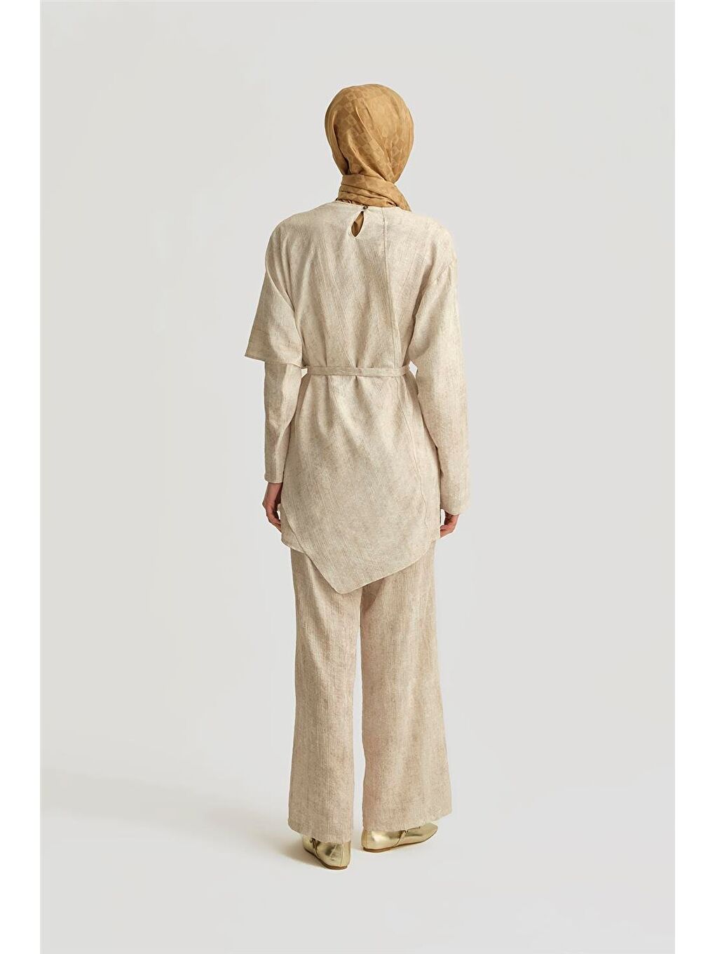 Bej Asimetrik Tunik 25Yd4238-1 Taş-3