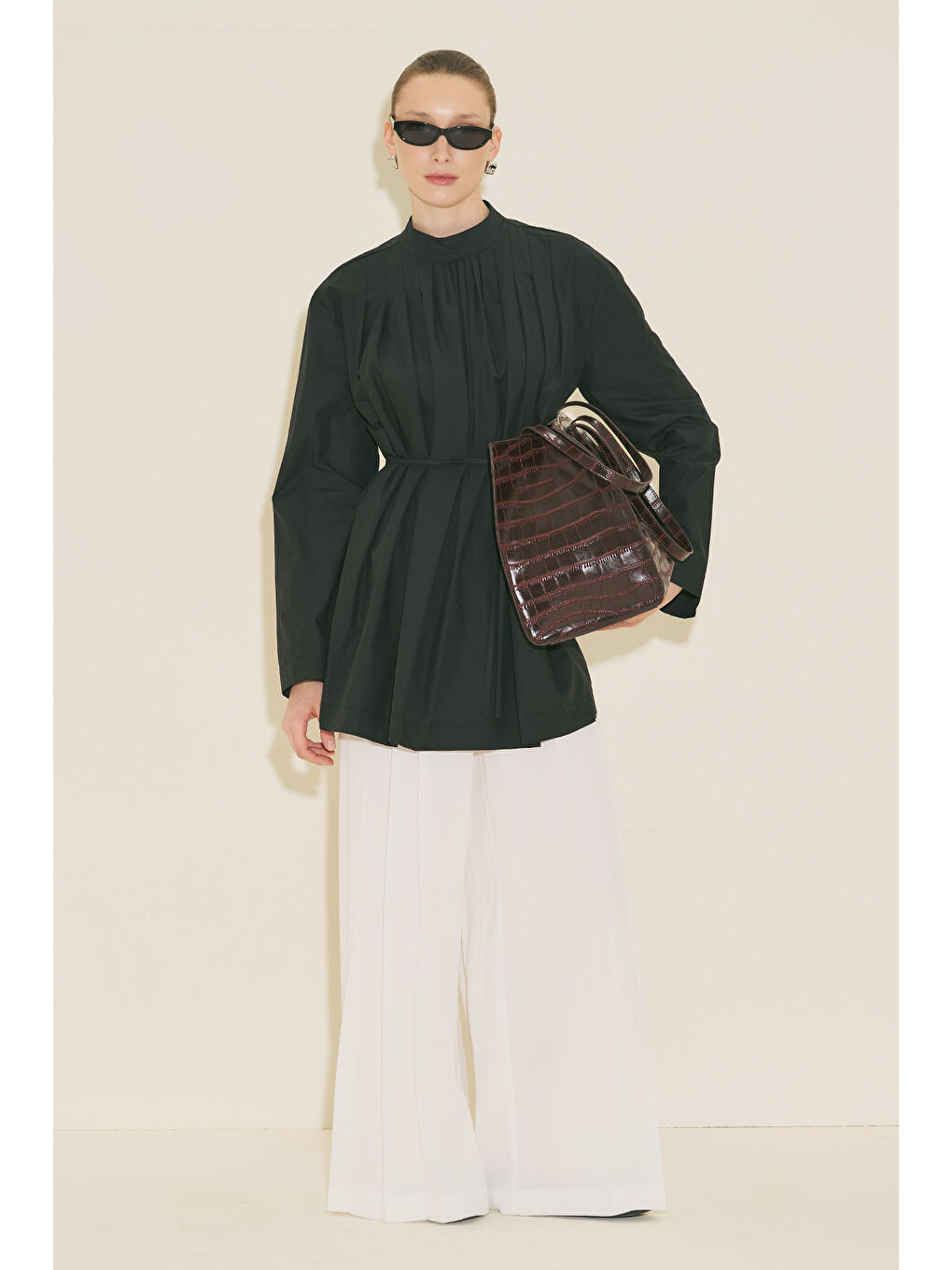 Kabartma Deri Cıty Çanta Bordo-5