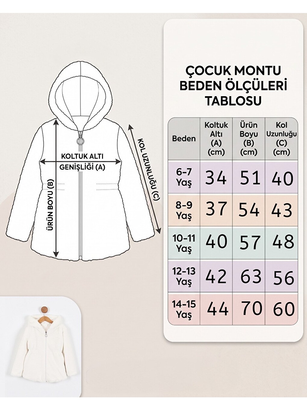 Siyah Kız Çocuk İçi Astarlı Pelüş Kapüşonlu Mont (6-15 Yaş-4