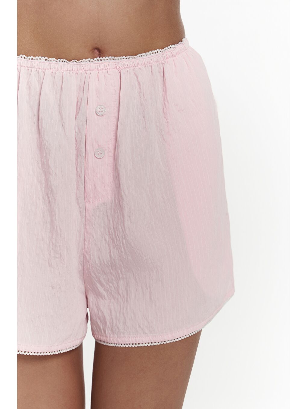 Leda Dantel Detay Şortlu Pembe Üçlü Takım-6